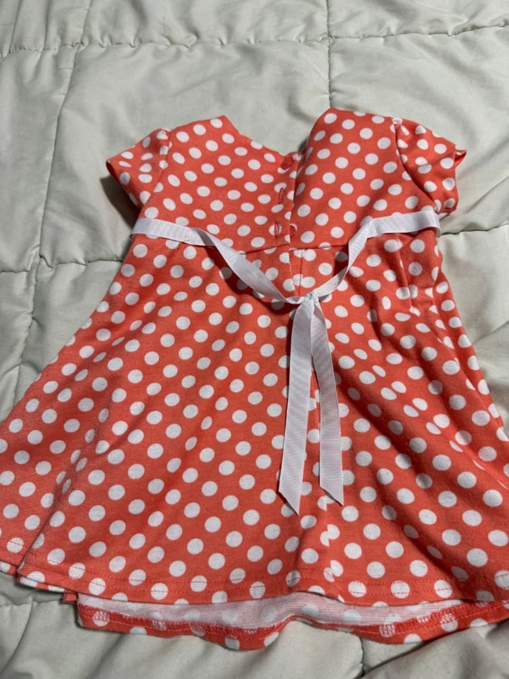 Polka Dot Orange White Flower Dress 18 Month Youngland Baby Short Sleeve